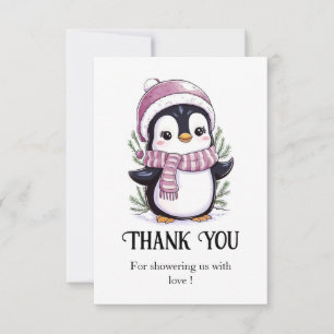 Tarjeta De Agradecimiento Encantador Baby Shower pingüino místico