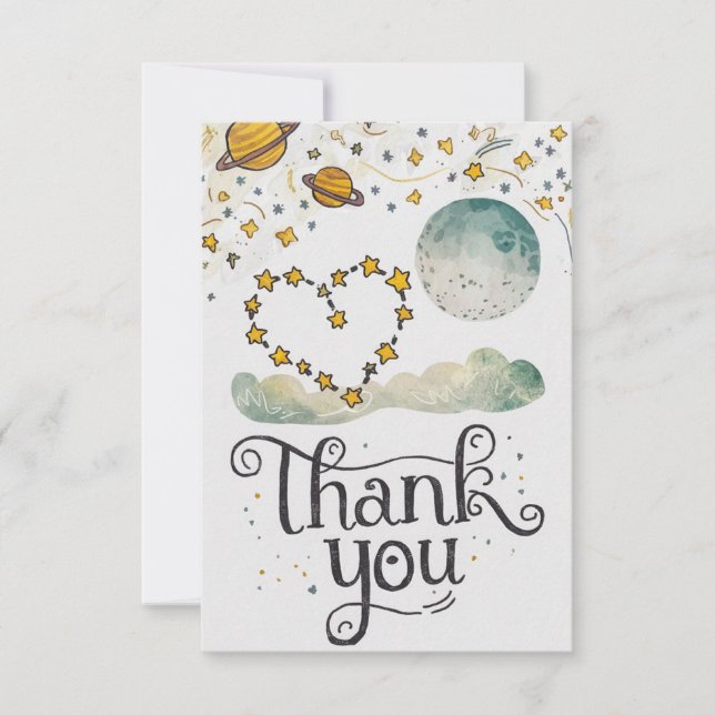 Tarjeta De Agradecimiento Encantador Celestial del Cielo Místico (Anverso)