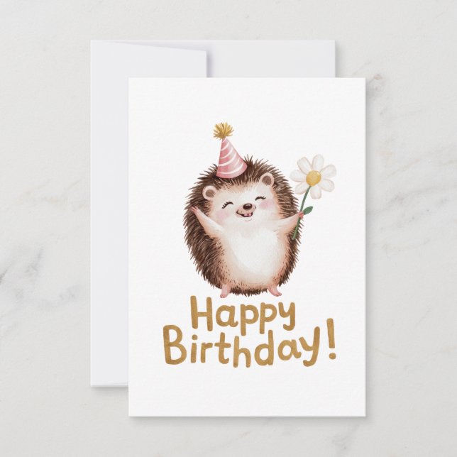 Tarjeta De Agradecimiento Encantador diseño de cumpleaños de Hedgehog con Go (Anverso)