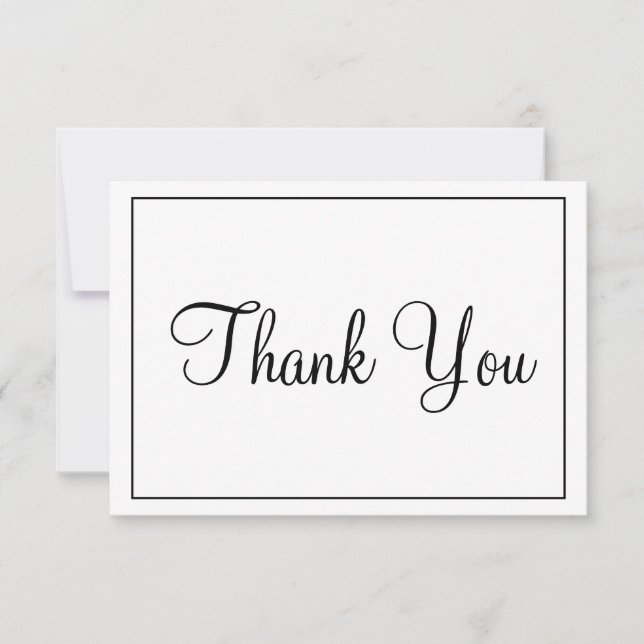 Tarjeta De Agradecimiento Encantador Gracias Negro y Blanco (Anverso)