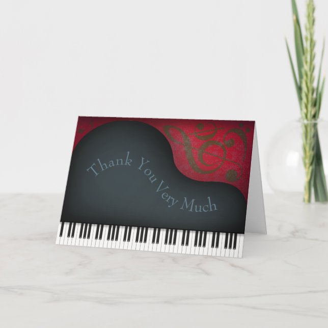 Tarjeta De Agradecimiento Encantador músico personalizado del Gran Piano Neg (Anverso)
