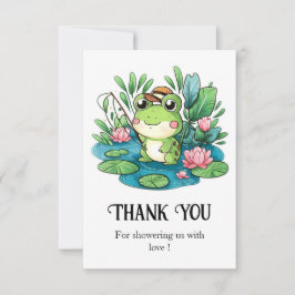Tarjeta De Agradecimiento Encantador Pastel Frog Baby Shower