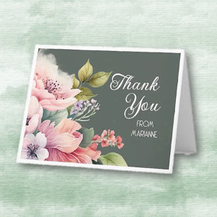 Tarjeta de agradecimiento encantadora floral perso