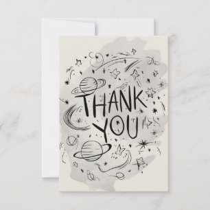 Tarjeta De Agradecimiento Encantadora Moda simple Celestial