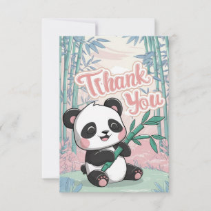 Tarjeta De Agradecimiento Encantadora Panda de Saludo
