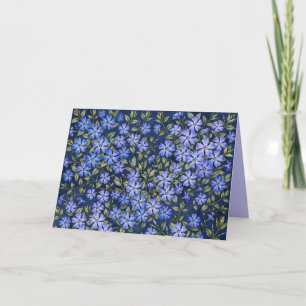 Tarjeta De Agradecimiento Encantadoras Flores de Vinca Dispersas Azul Profun