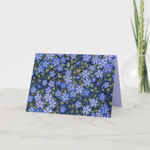 Tarjeta De Agradecimiento Encantadoras Flores de Vinca Dispersas Azul Profun
