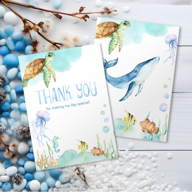 Tarjeta De Agradecimiento Encantadores amigos del océano bajo el mar Gracias (Subido por el creador)