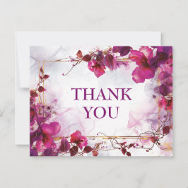 Tarjeta De Agradecimiento Encantamiento de Fuchsia: Boda acuarela