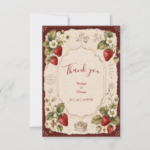 Tarjeta De Agradecimiento Encanto Botánico de Boda de Agricultores de Fresa 