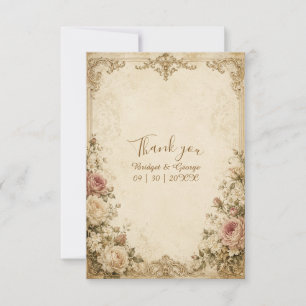 Tarjeta De Agradecimiento encanto de boda vintage antiguo de rosa elegante