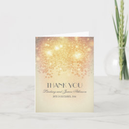 Tarjeta De Agradecimiento encanto vintage oro luces gracias