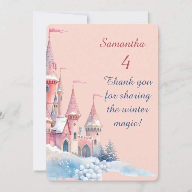 Tarjeta De Agradecimiento Enchanted Winter Castle Thank You Card, Princess  (Anverso)
