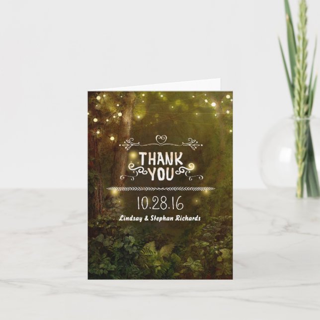 Tarjeta De Agradecimiento Enchanted Woodland Rustic Wedding Thank You Cards (Anverso)
