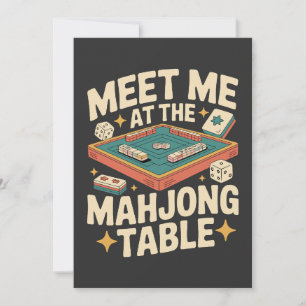 Tarjeta De Agradecimiento Encuentrame en la mesa de Mahjong Retro Vintage