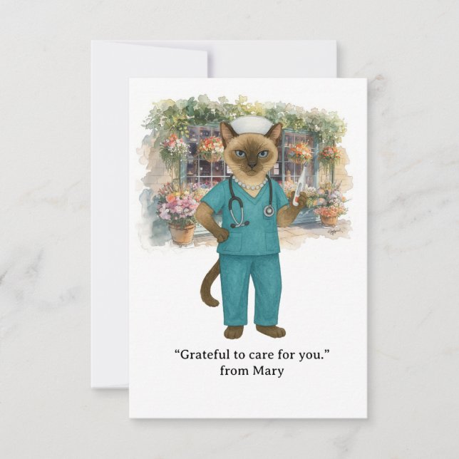 Tarjeta De Agradecimiento Enfermera bebe café en el parque Otoño (Anverso)