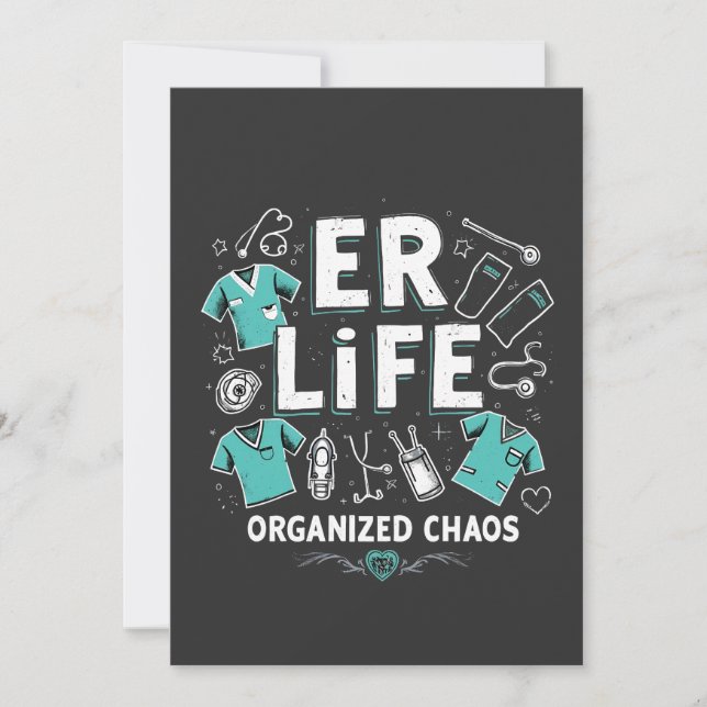 Tarjeta De Agradecimiento Enfermera de Urgencias Caos organizado Divertido E (Anverso)