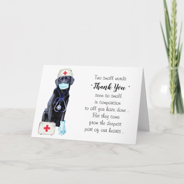 Tarjeta De Agradecimiento Enfermera Médico médica personalizada para perros  (Anverso)