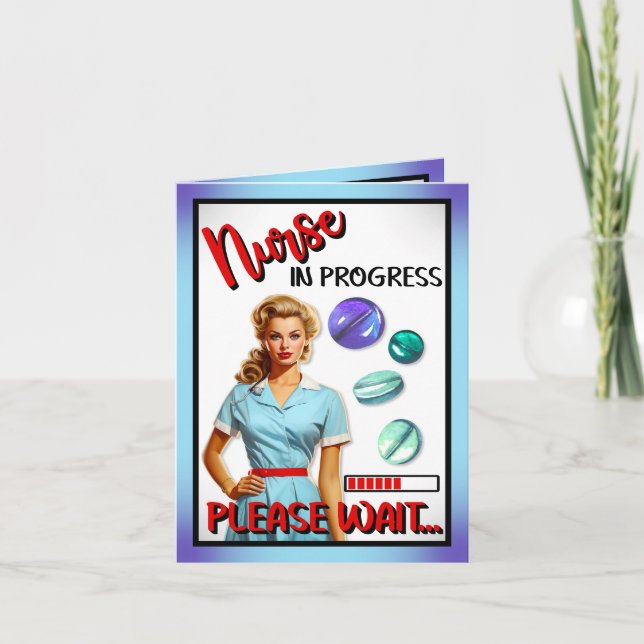 Tarjeta De Agradecimiento Enfermera Nostálgica Cute En Curso (Anverso)