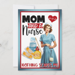 Tarjeta De Agradecimiento Enfermera nostálgica cute pinup mamá y enfermera