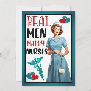 Tarjeta De Agradecimiento Enfermera retro Pinup_ Hombres reales se casan con