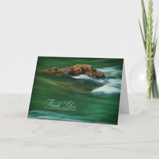 Tarjeta De Agradecimiento Enfermera sólida como foto de río rock (Anverso)