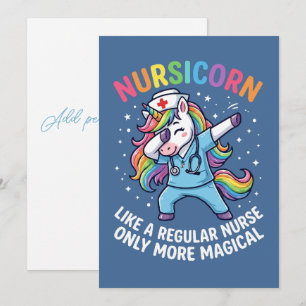Tarjeta De Agradecimiento Enfermera Unicornio Energía Brillante y Mágica 