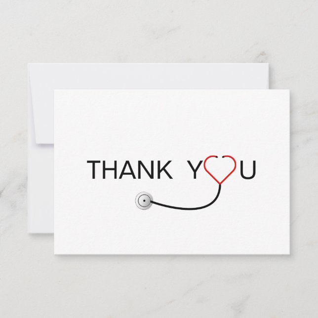 Tarjeta De Agradecimiento Enfermero de Stethoscope del corazón Gracias (Anverso)