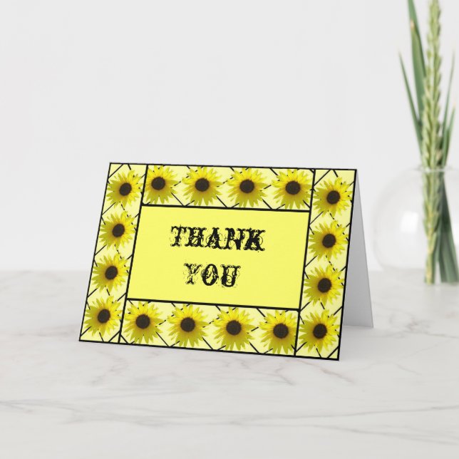 Tarjeta de agradecimiento enmarcada de girasol (Anverso)