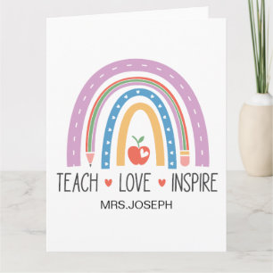 Tarjeta De Agradecimiento Enseñar Amar Inspirar Profesor
