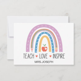 Tarjeta De Agradecimiento Enseñar Amar Inspirar Profesor