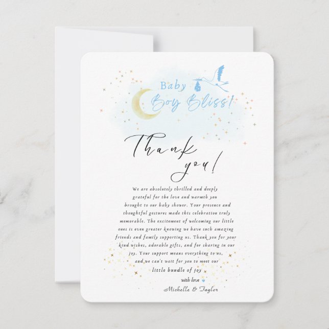 Tarjeta De Agradecimiento Entrega especial de la cigüeña con estrella de oro (Anverso)