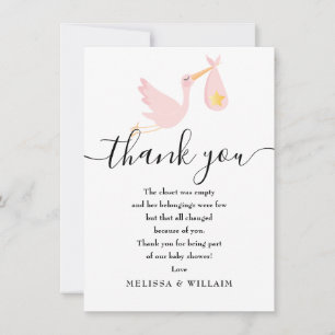 Tarjeta De Agradecimiento Entrega especial Gracias Baby Shower Pink