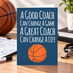 Tarjeta De Agradecimiento Entrenador de Baloncesto Azul Marino Blanco