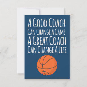 Tarjeta De Agradecimiento Entrenador de baloncesto blanco azul de la Marina