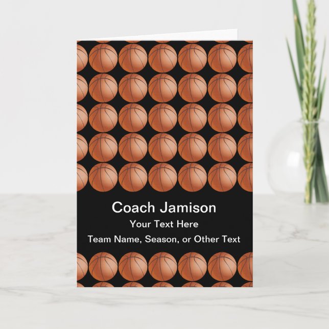 Tarjeta De Agradecimiento Entrenador de baloncesto de Team, Black, Blank Ins (Anverso)