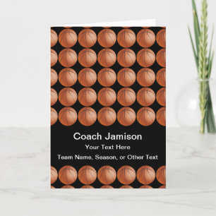 Tarjeta De Agradecimiento Entrenador de baloncesto de Team, Black, Blank Ins