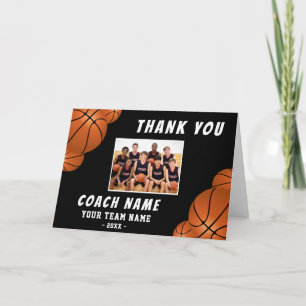 Tarjeta De Agradecimiento Entrenador de Baloncesto Gracias Foto Personalizad