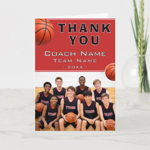 Tarjeta De Agradecimiento Entrenador de Baloncesto Nombre del Equipo Foto