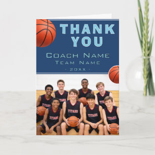 Tarjeta De Agradecimiento Entrenador de Baloncesto Nombre del Equipo Foto