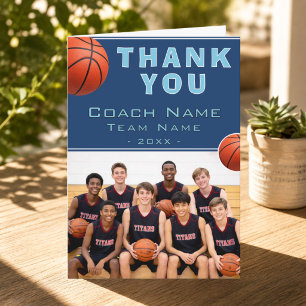 Tarjeta De Agradecimiento Entrenador de Baloncesto Nombre del Equipo Foto