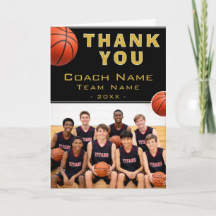 Tarjeta De Agradecimiento Entrenador de Baloncesto Nombre del Equipo Foto