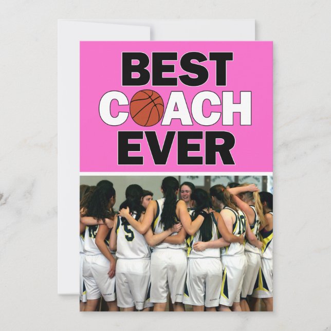 Tarjeta De Agradecimiento Entrenador de Baloncesto Rosa el Mejor de Todos lo (Anverso)