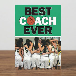 Tarjeta De Agradecimiento Entrenador de Baloncesto Verde el Mejor de Todos l