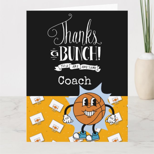 Tarjeta De Agradecimiento Entrenador de básquetbol, gracias (Anverso)