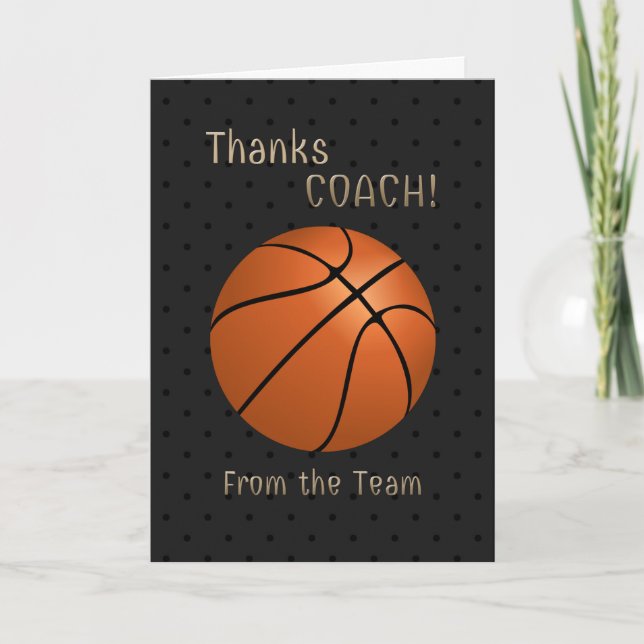 Tarjeta De Agradecimiento Entrenador de básquetbol gracias del equipo (Anverso)