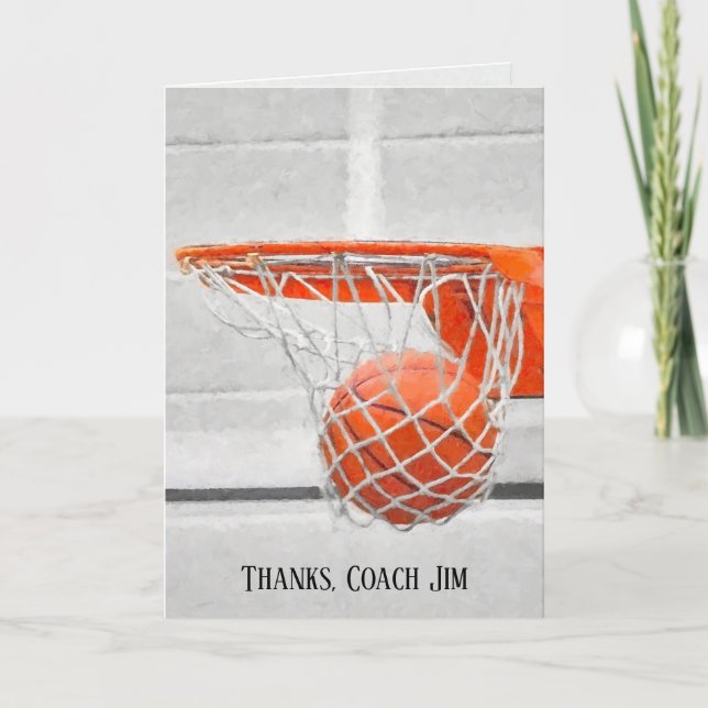 Tarjeta De Agradecimiento Entrenador de básquetbol gracias impresionista (Anverso)