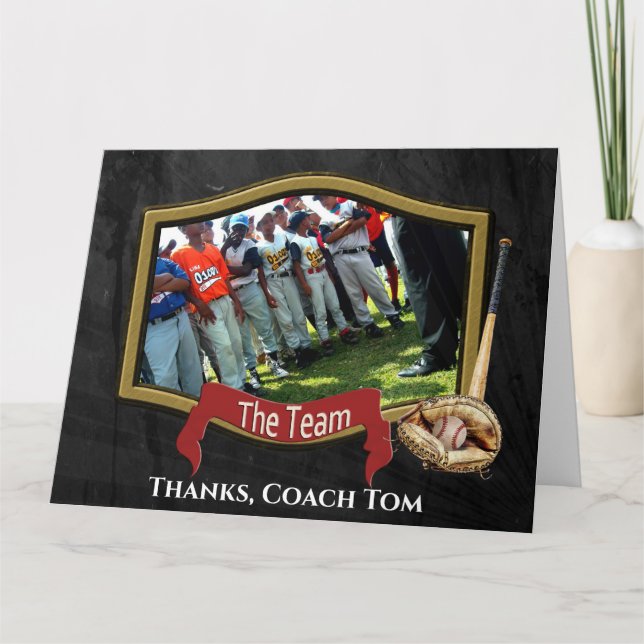 Tarjeta De Agradecimiento Entrenador de Béisbol Gracias (Anverso)