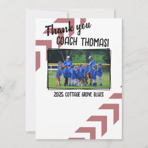 Tarjeta De Agradecimiento Entrenador de béisbol imagen personalizada del equ