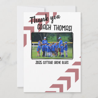 Tarjeta De Agradecimiento Entrenador de béisbol imagen personalizada del equ